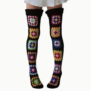 Crochet Knit Over Knee Thigh High Socks
